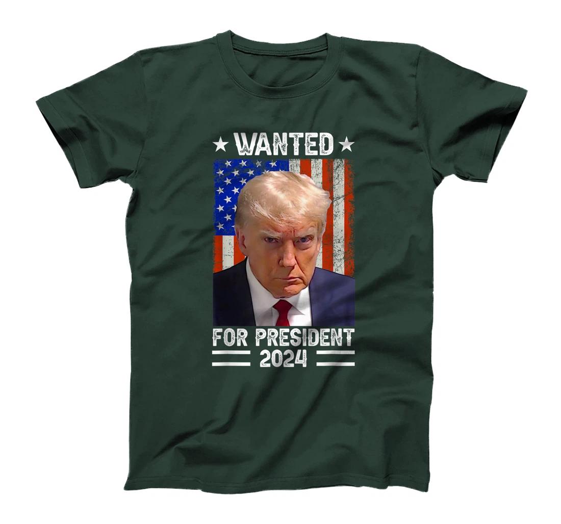 Vintage USA Flag - Wanted For President 2024 - Trump Mugshot T-Shirt