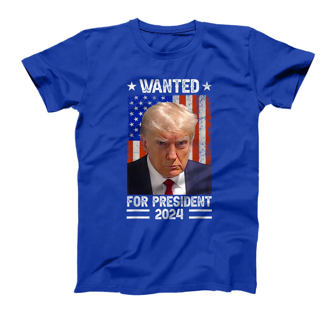 Vintage USA Flag - Wanted For President 2024 - Trump Mugshot T-Shirt