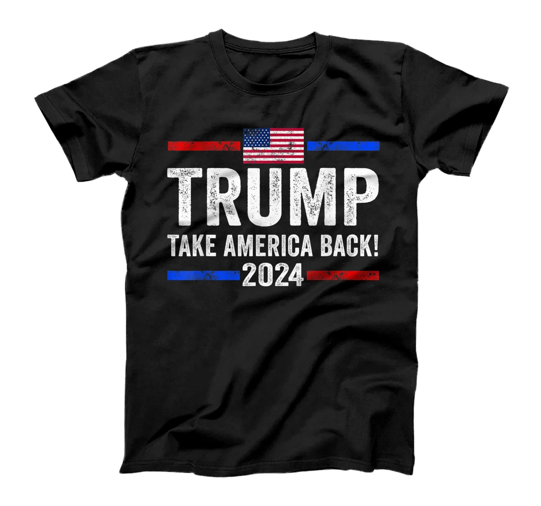Womens Donald Trump 2024 Take America Back Vintage American Flag T-Shirt