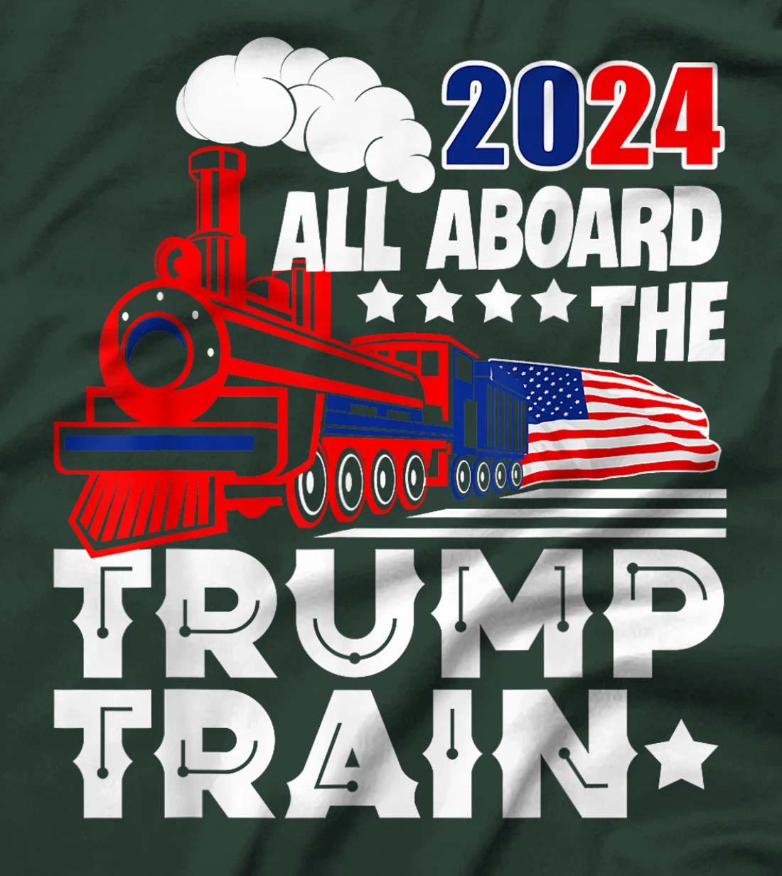 Trump 2024 All Aboard The Trump Train USA American Flag T-Shirt