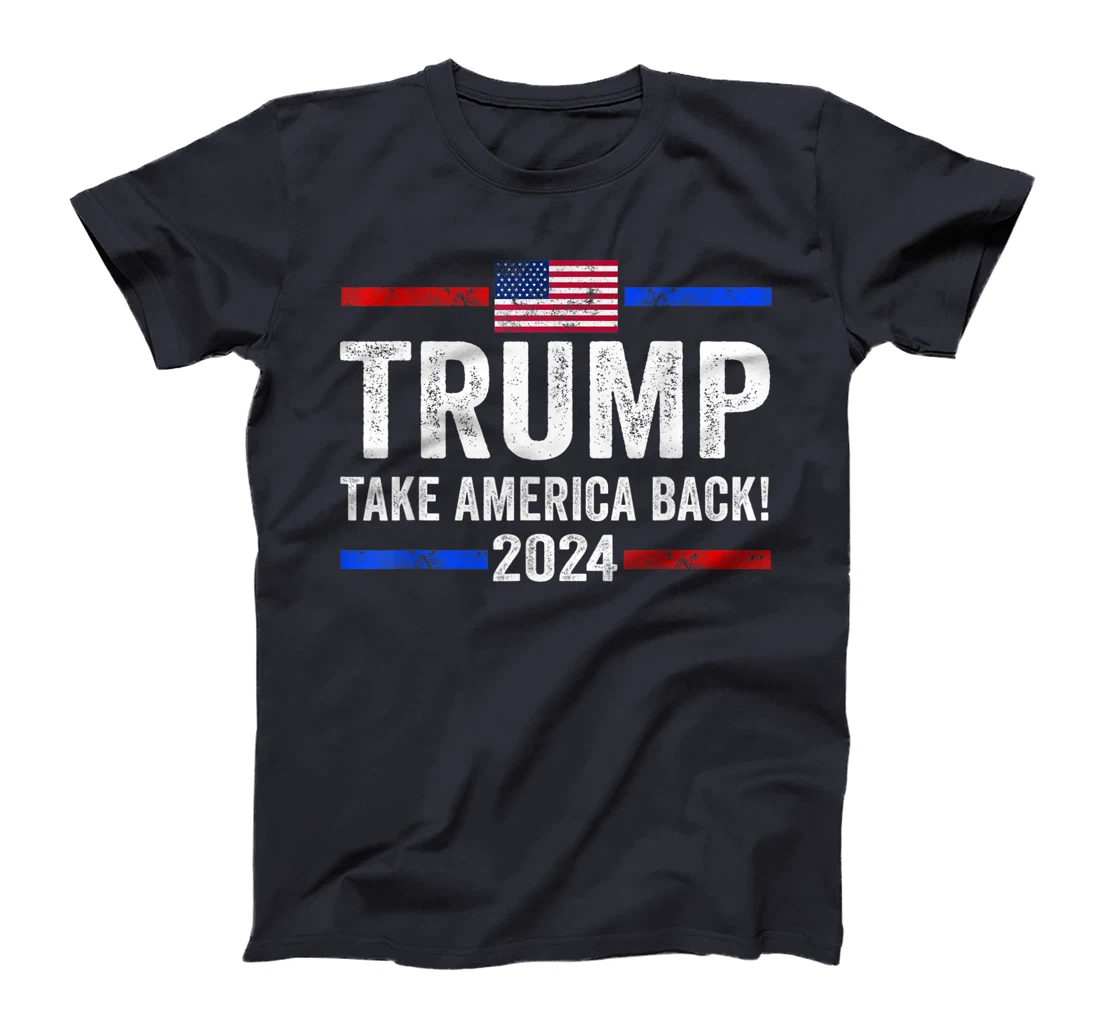 Womens Donald Trump 2024 Take America Back Vintage American Flag T-Shirt
