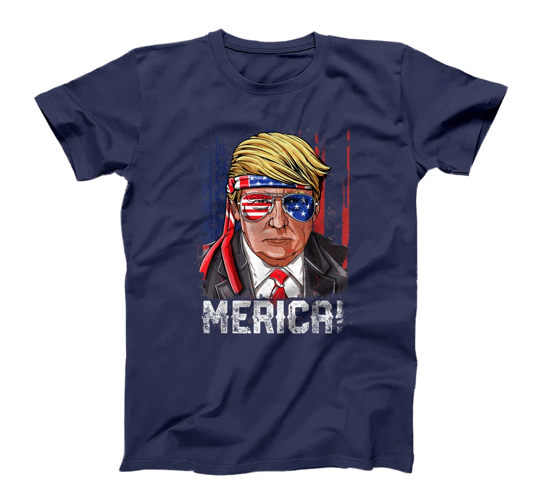 Trump 4th of July Merica Men Women USA American Flag Vintage T-Shirt
