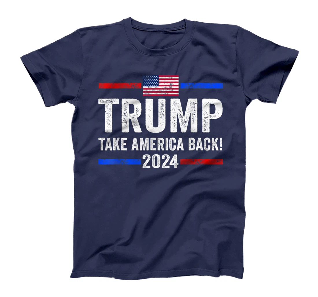 Womens Donald Trump 2024 Take America Back Vintage American Flag T-Shirt