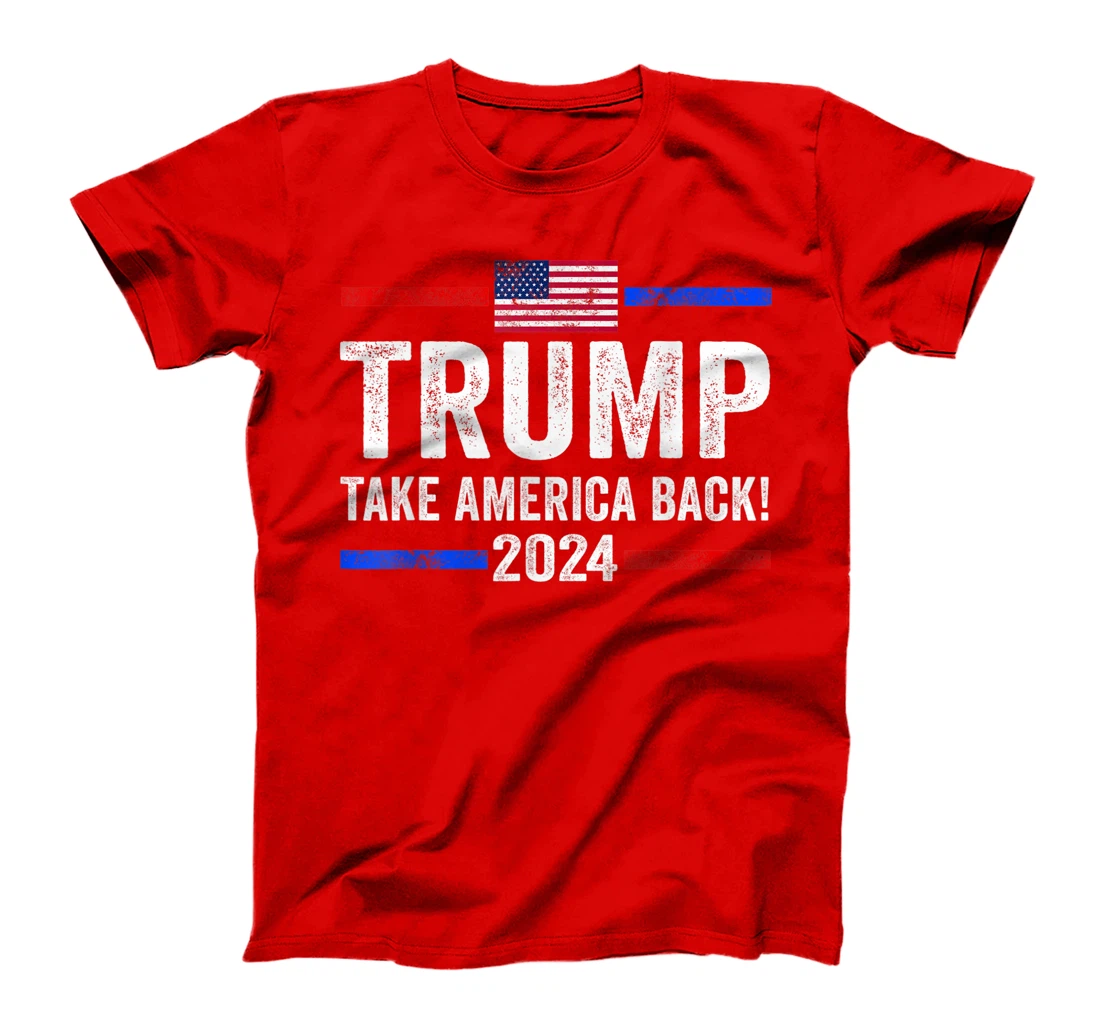 Womens Donald Trump 2024 Take America Back Vintage American Flag T-Shirt