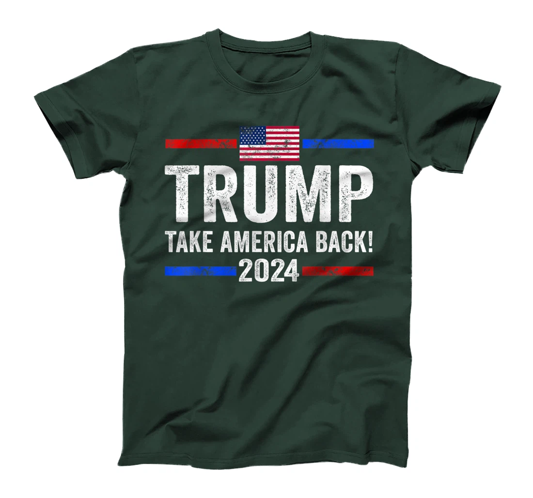 Womens Donald Trump 2024 Take America Back Vintage American Flag T-Shirt