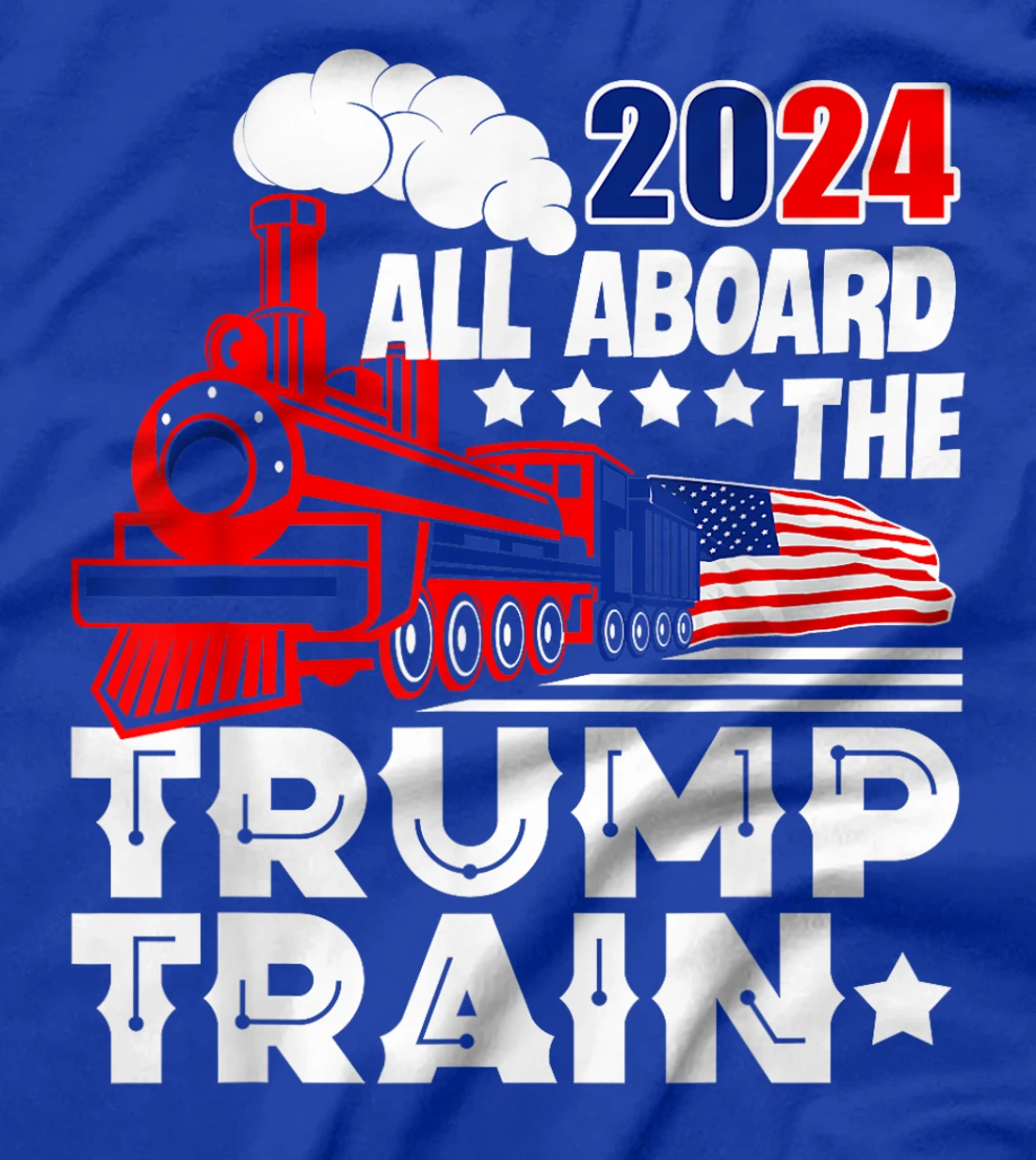Trump 2024 All Aboard The Trump Train USA American Flag T-Shirt