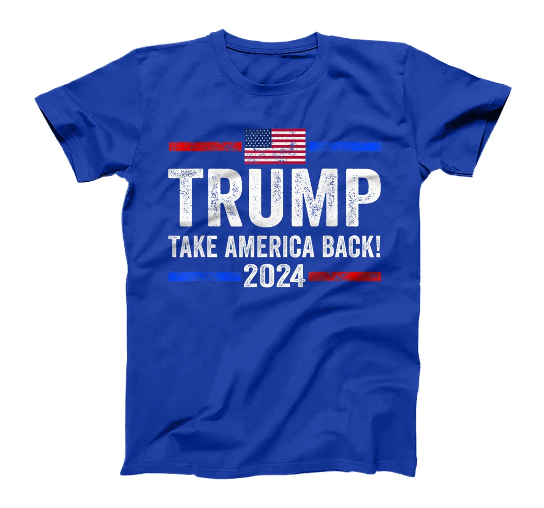 Womens Donald Trump 2024 Take America Back Vintage American Flag T-Shirt