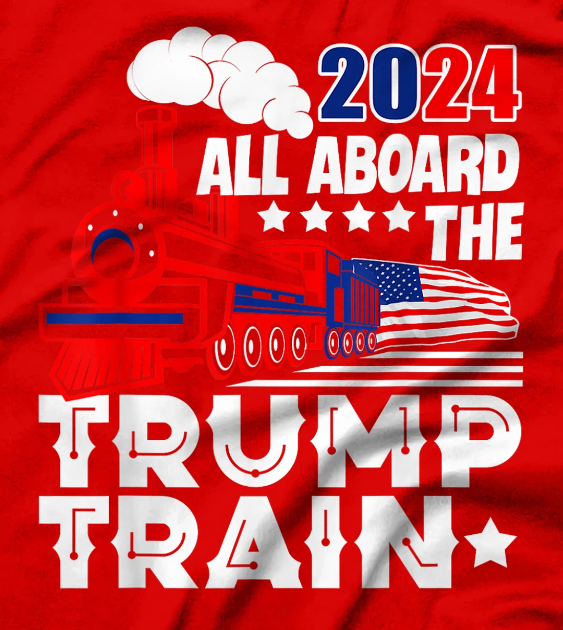 Trump 2024 All Aboard The Trump Train USA American Flag T-Shirt