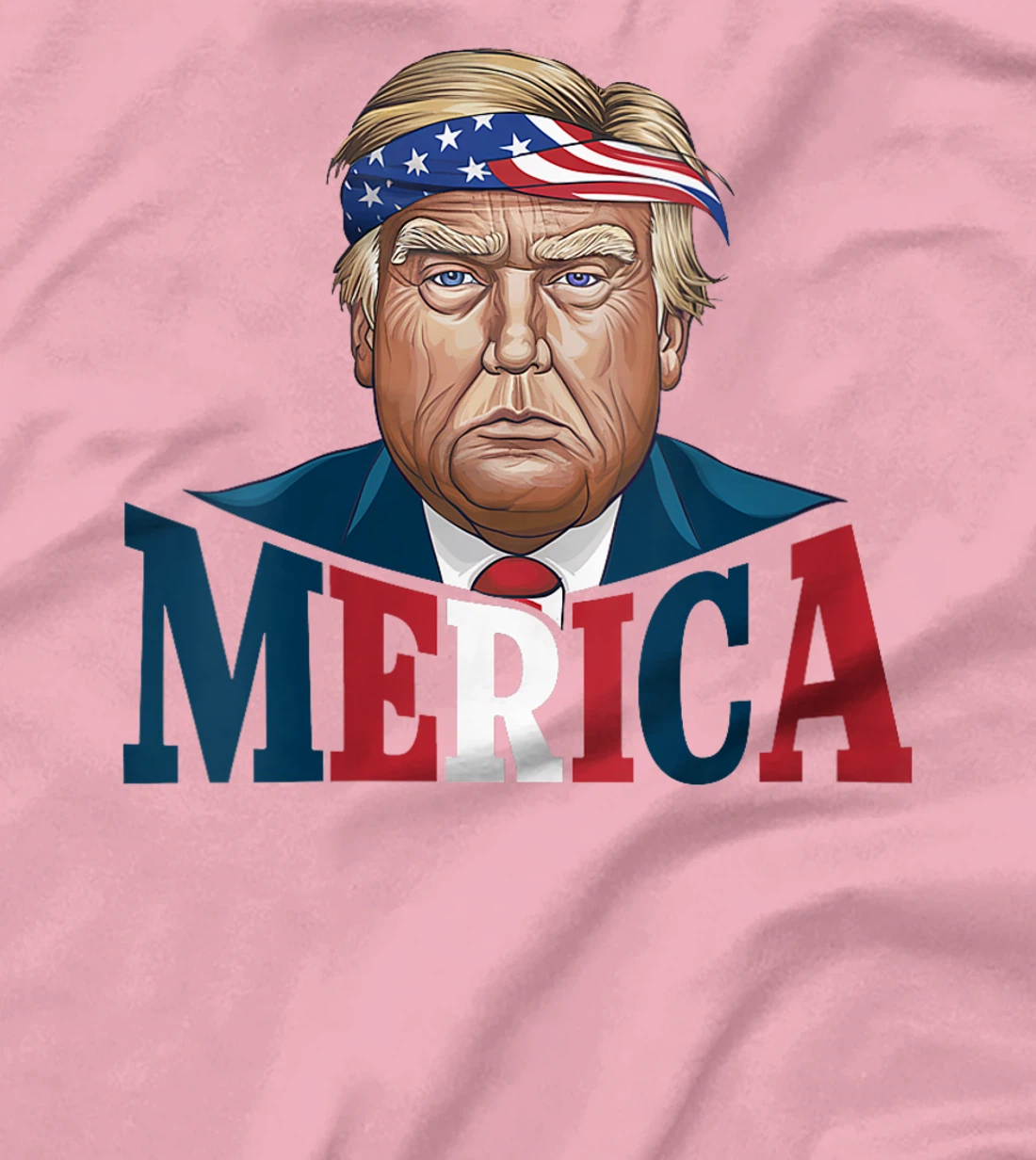 Womens MERICA TRUMP Happy 4th Of July Trump American Flag Fun T-Shirt