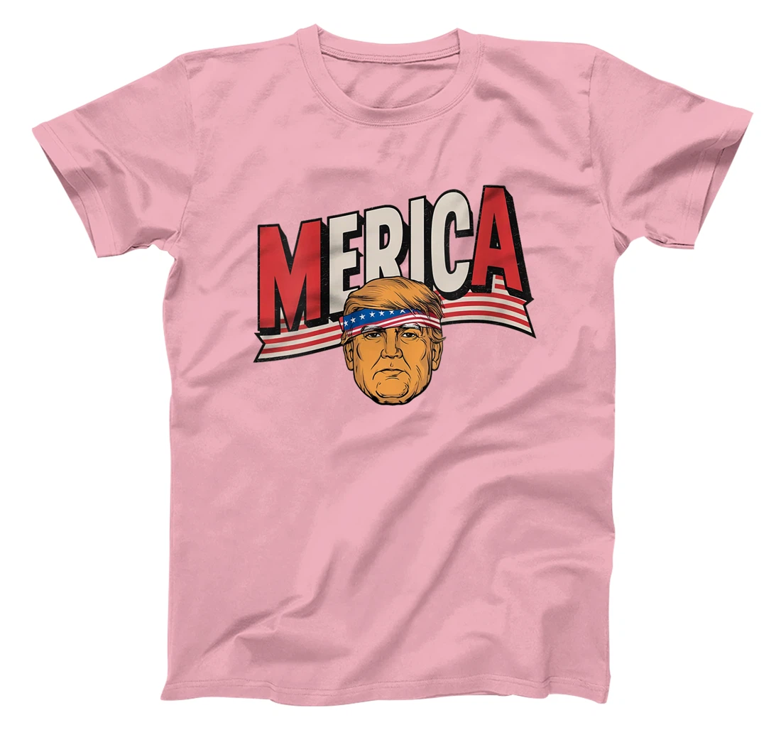 Womens MERICA TRUMP Happy 4th Of July Trump American Flag Fun T-Shirt
