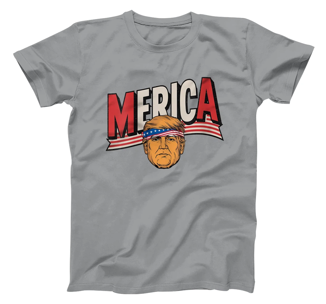 Womens MERICA TRUMP Happy 4th Of July Trump American Flag Fun T-Shirt