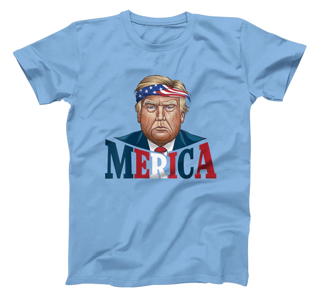 Womens MERICA TRUMP Happy 4th Of July Trump American Flag Fun T-Shirt