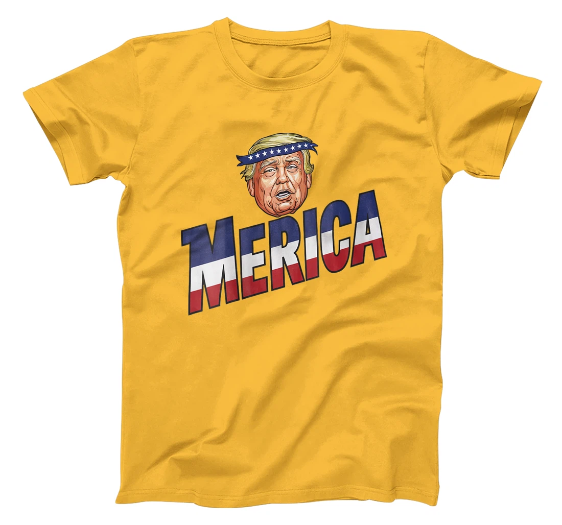 Womens MERICA TRUMP Happy 4th Of July Trump American Flag Fun T-Shirt