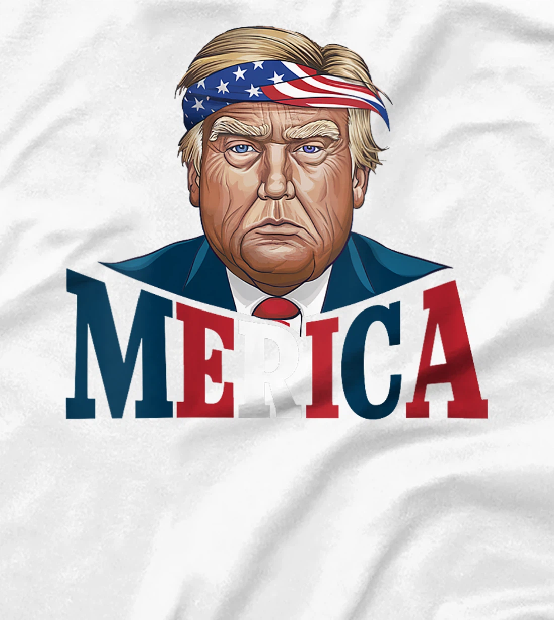 Womens MERICA TRUMP Happy 4th Of July Trump American Flag Fun T-Shirt