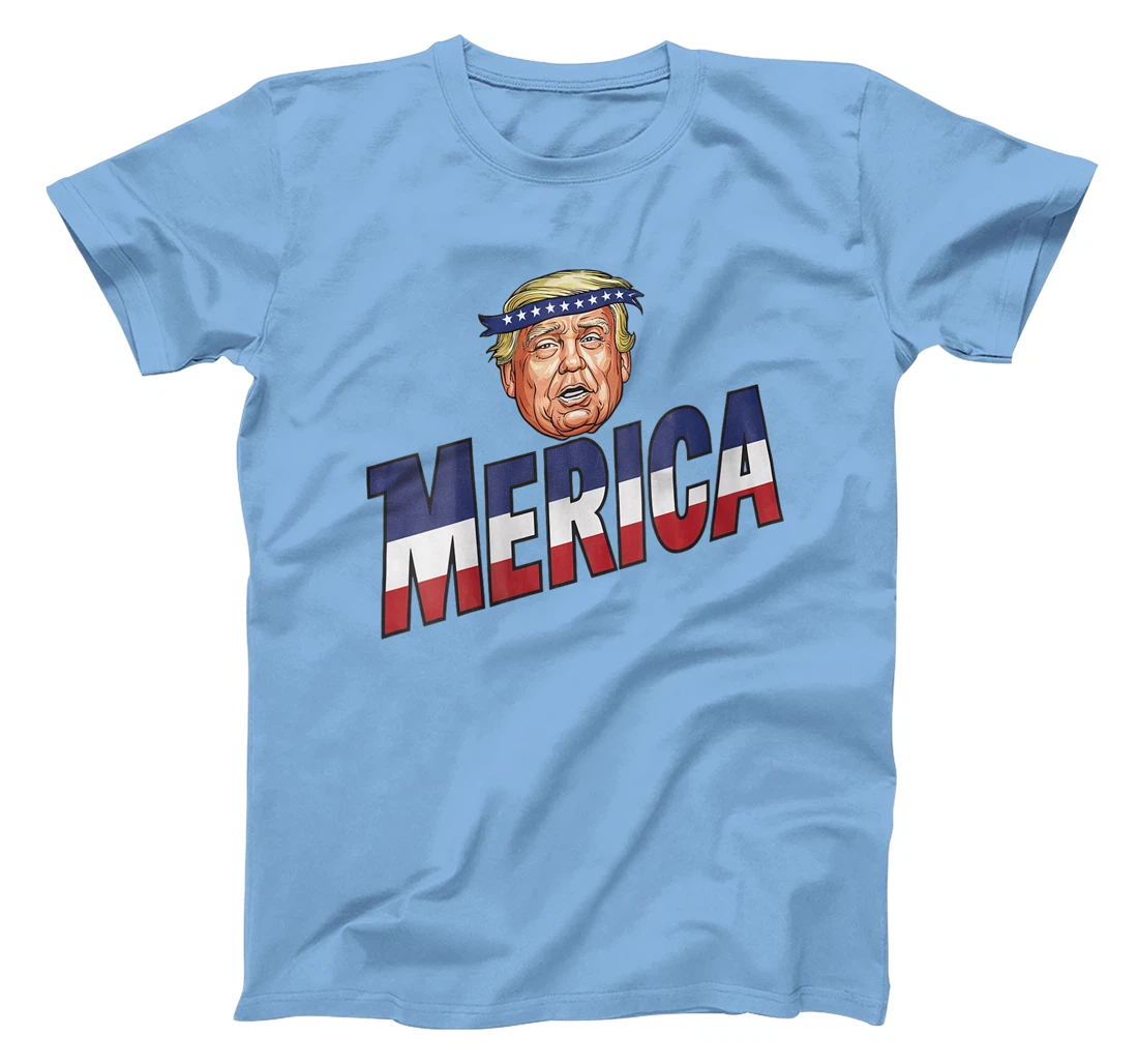 Womens MERICA TRUMP Happy 4th Of July Trump American Flag Fun T-Shirt