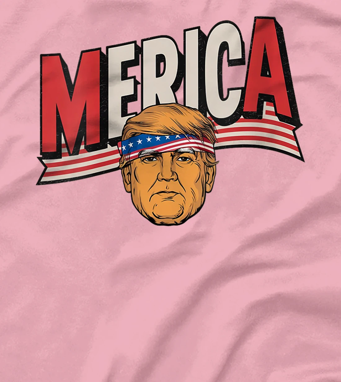 Womens MERICA TRUMP Happy 4th Of July Trump American Flag Fun T-Shirt