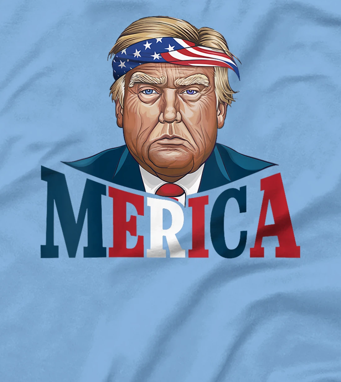Womens MERICA TRUMP Happy 4th Of July Trump American Flag Fun T-Shirt