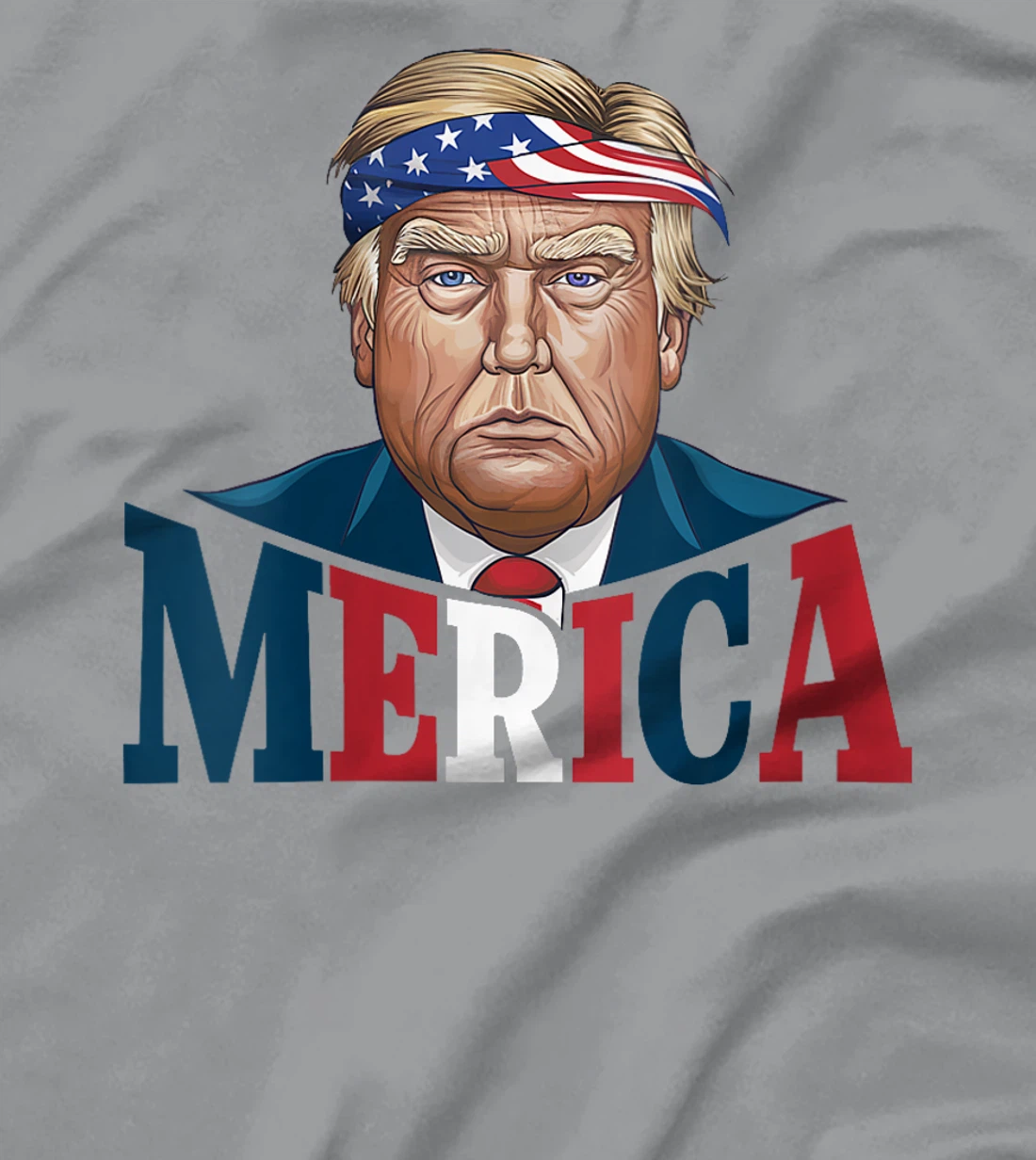 Womens MERICA TRUMP Happy 4th Of July Trump American Flag Fun T-Shirt