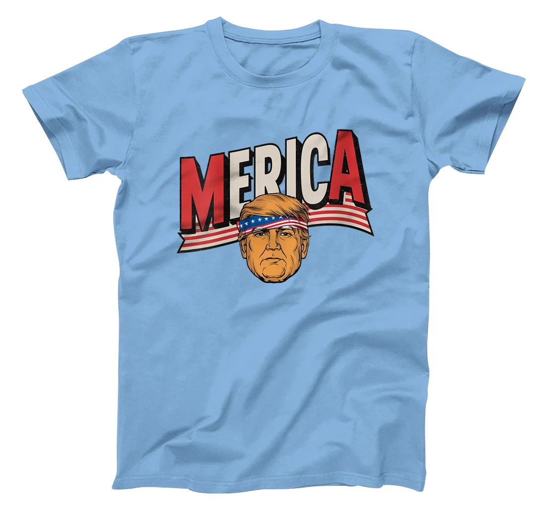 Womens MERICA TRUMP Happy 4th Of July Trump American Flag Fun T-Shirt