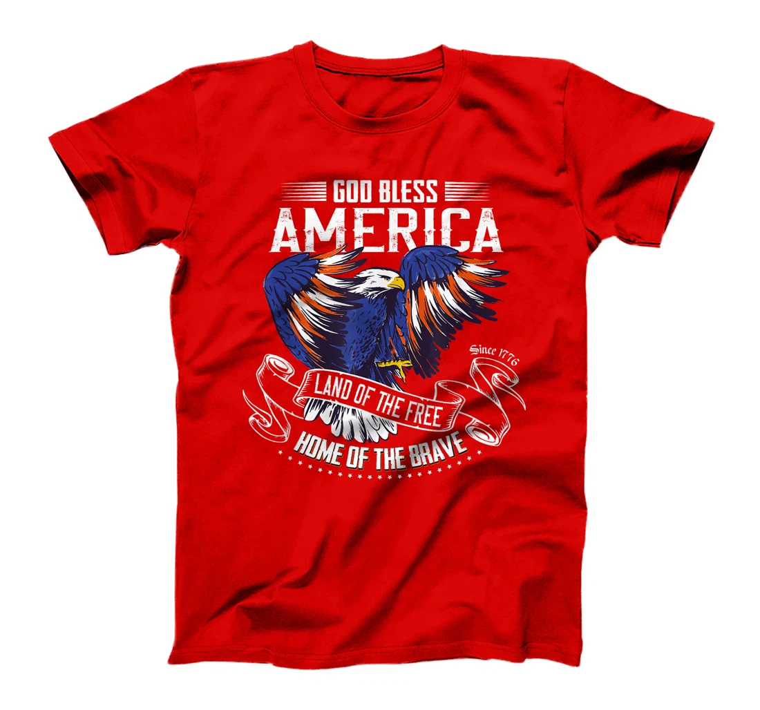 God Bless America Eagle | Land of the Free Home of the Brave T-Shirt