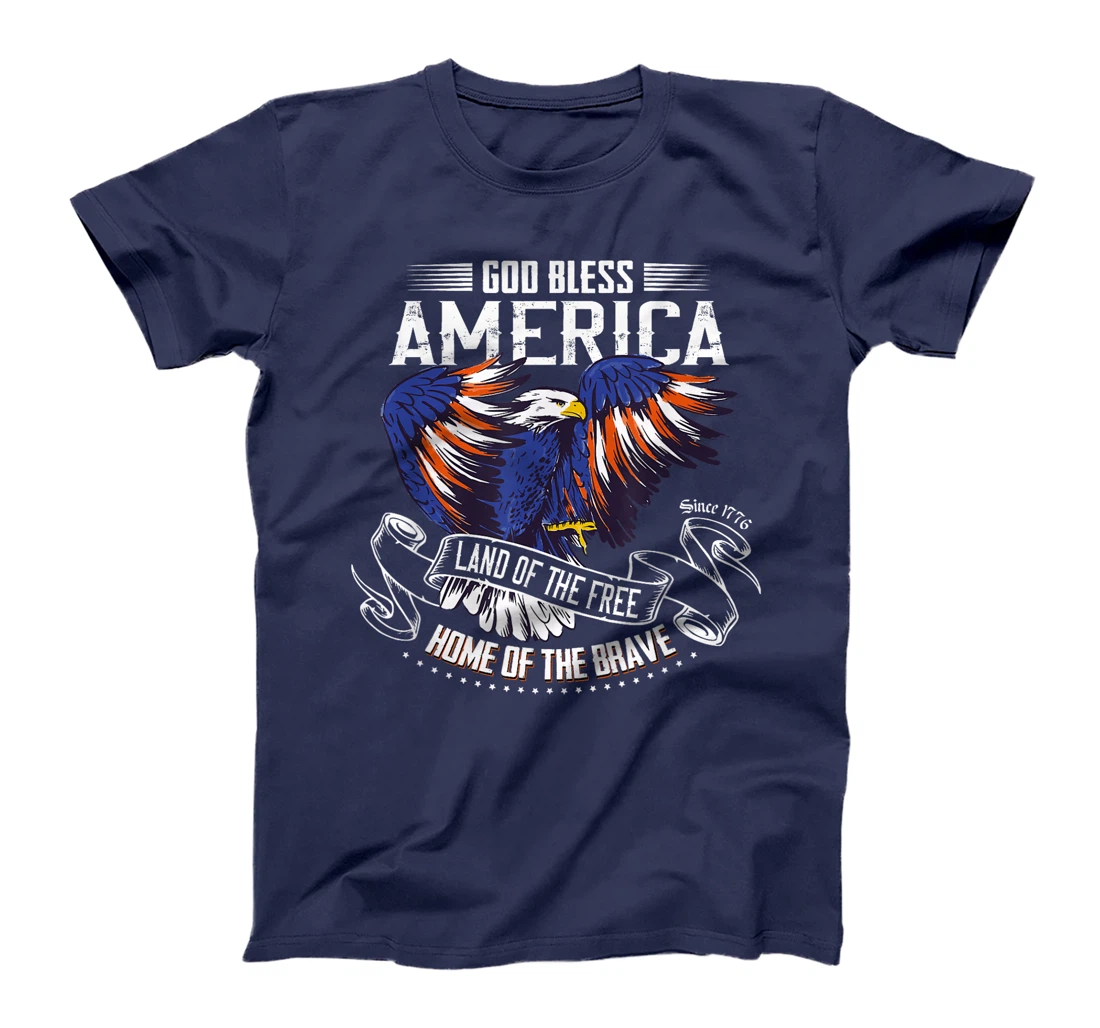 God Bless America Eagle | Land of the Free Home of the Brave T-Shirt