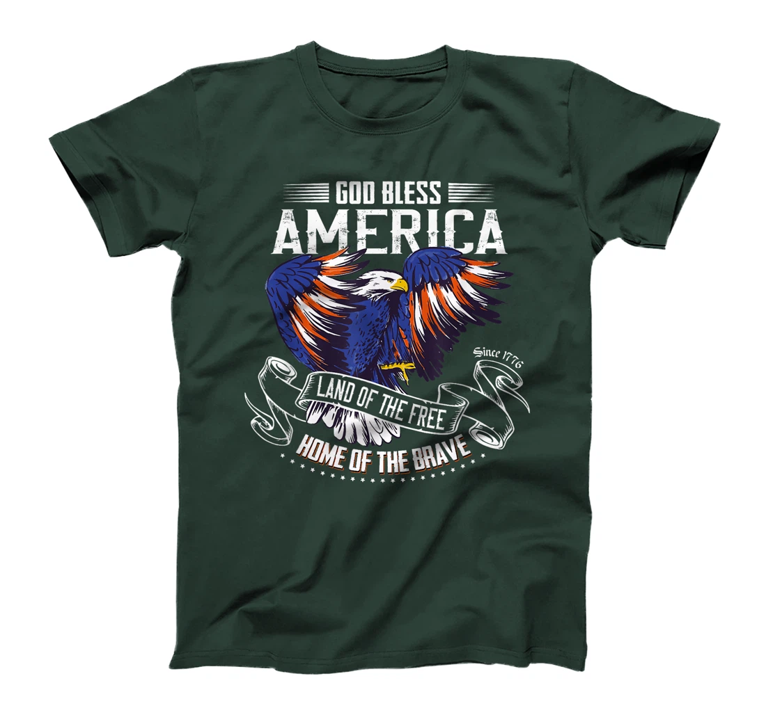 God Bless America Eagle | Land of the Free Home of the Brave T-Shirt