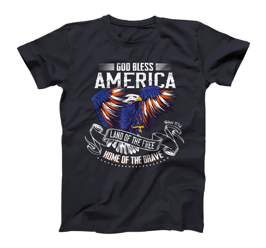God Bless America Eagle | Land of the Free Home of the Brave T-Shirt