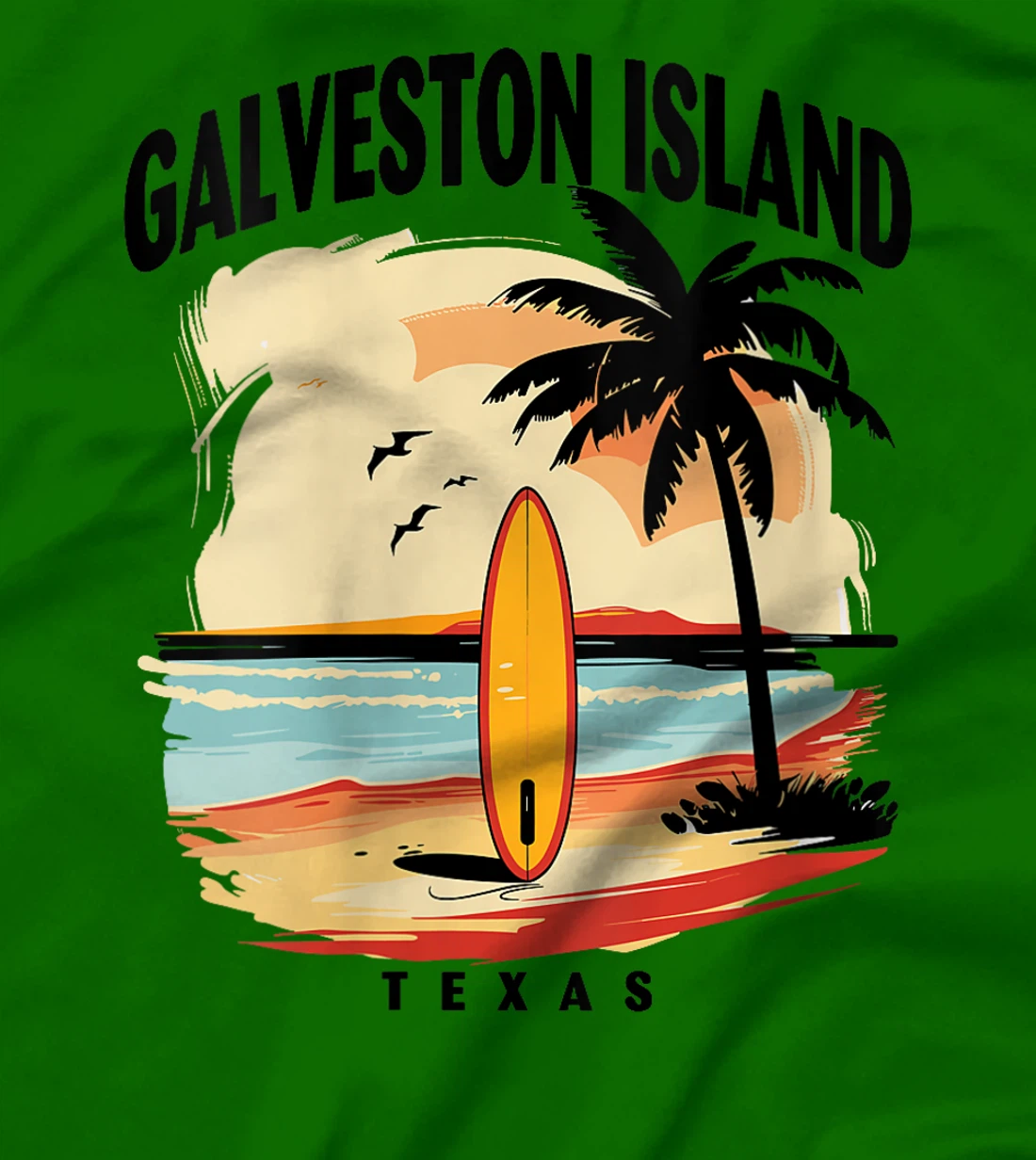 Womens Galveston Island Beach Texas Surfboard Surfing Men Women T-Shirt