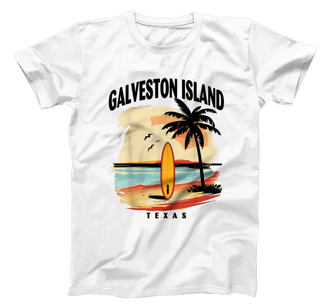 Galveston Island Beach Texas Surfboard Surfing Men Women T-Shirt
