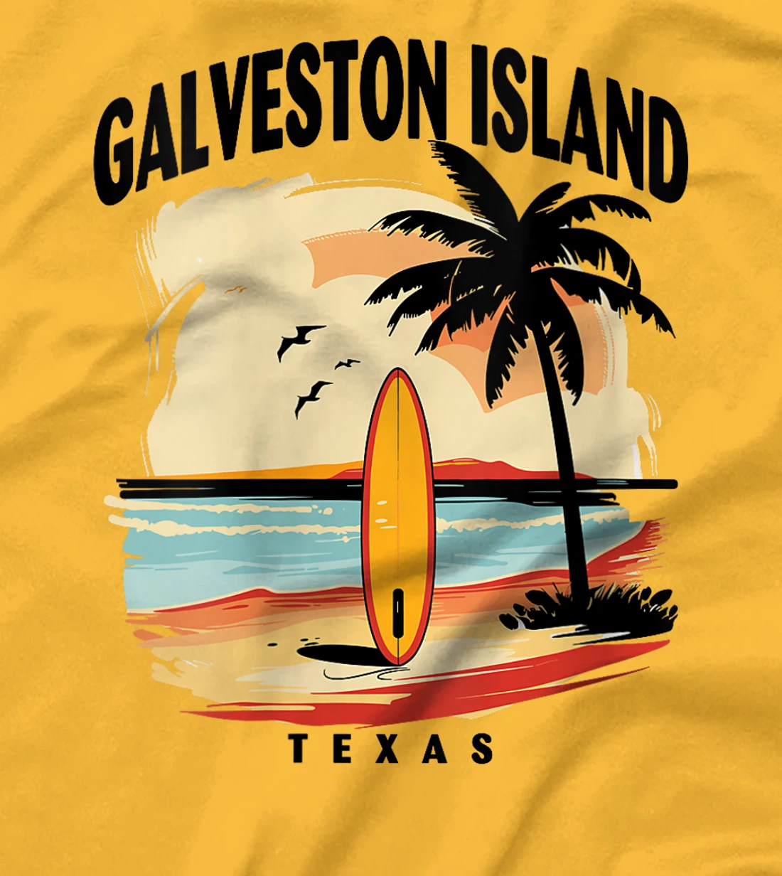 Womens Galveston Island Beach Texas Surfboard Surfing Men Women T-Shirt