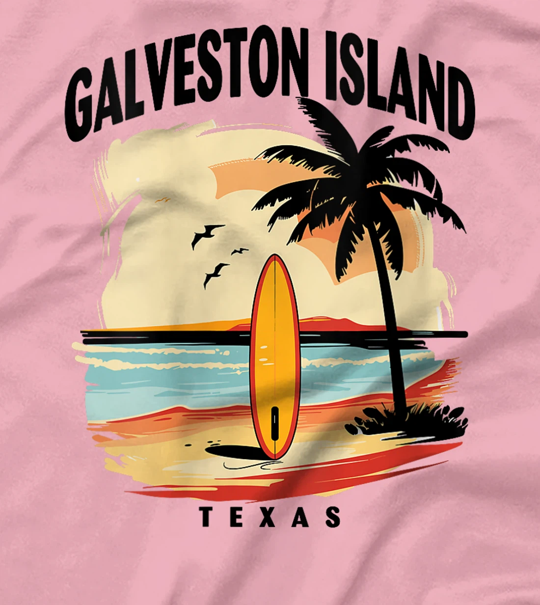 Womens Galveston Island Beach Texas Surfboard Surfing Men Women T-Shirt