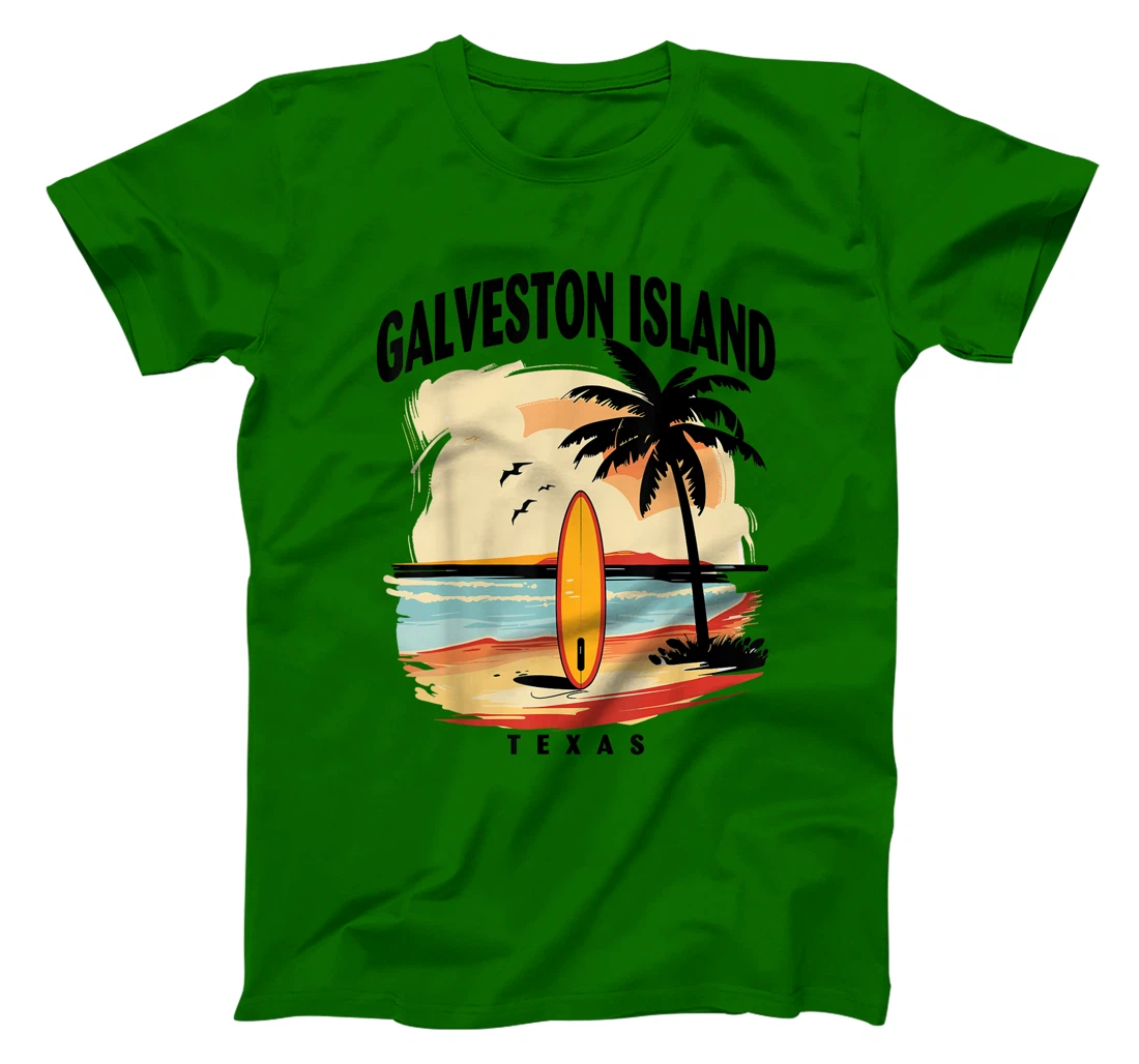 Galveston Island Beach Texas Surfboard Surfing Men Women T-Shirt