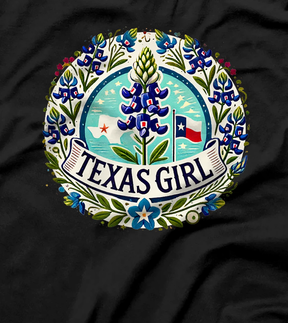 Texas Girl Bluebonnets illustration T-Shirt