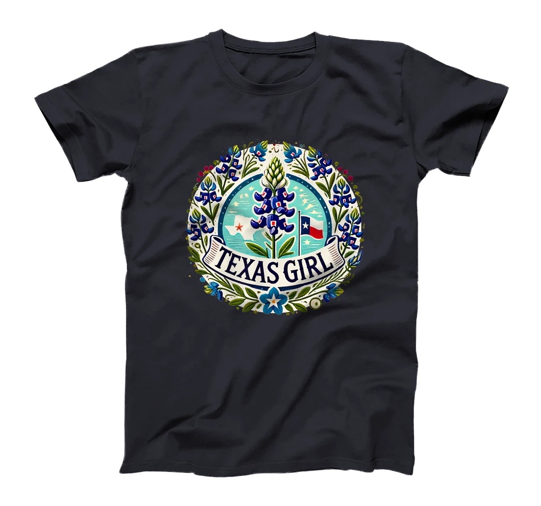 Texas Girl Bluebonnets illustration T-Shirt