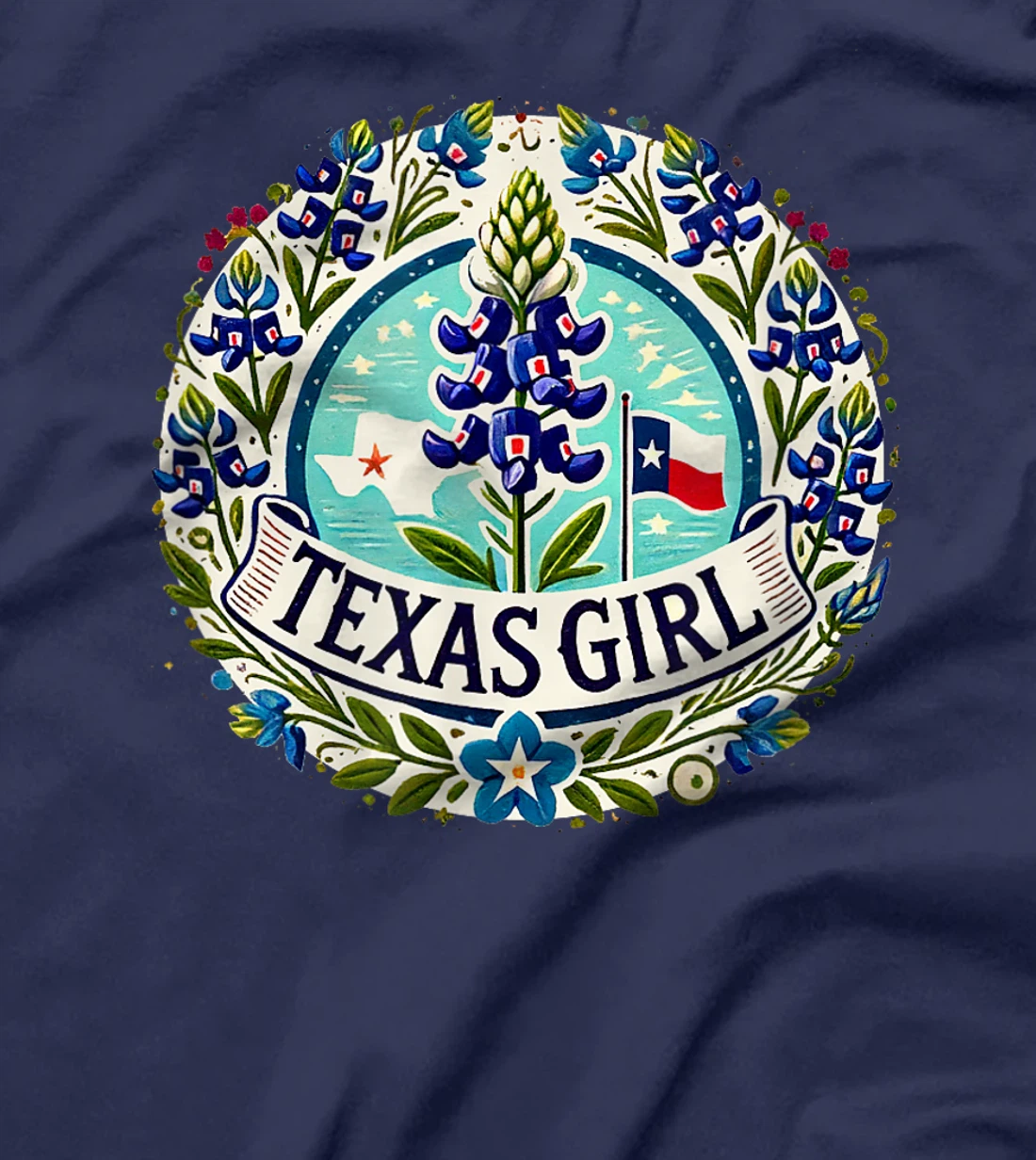 Texas Girl Bluebonnets illustration T-Shirt