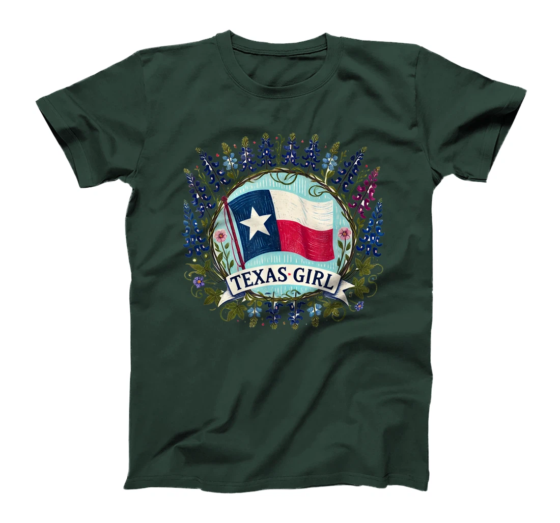 Texas Girl Bluebonnets illustration T-Shirt