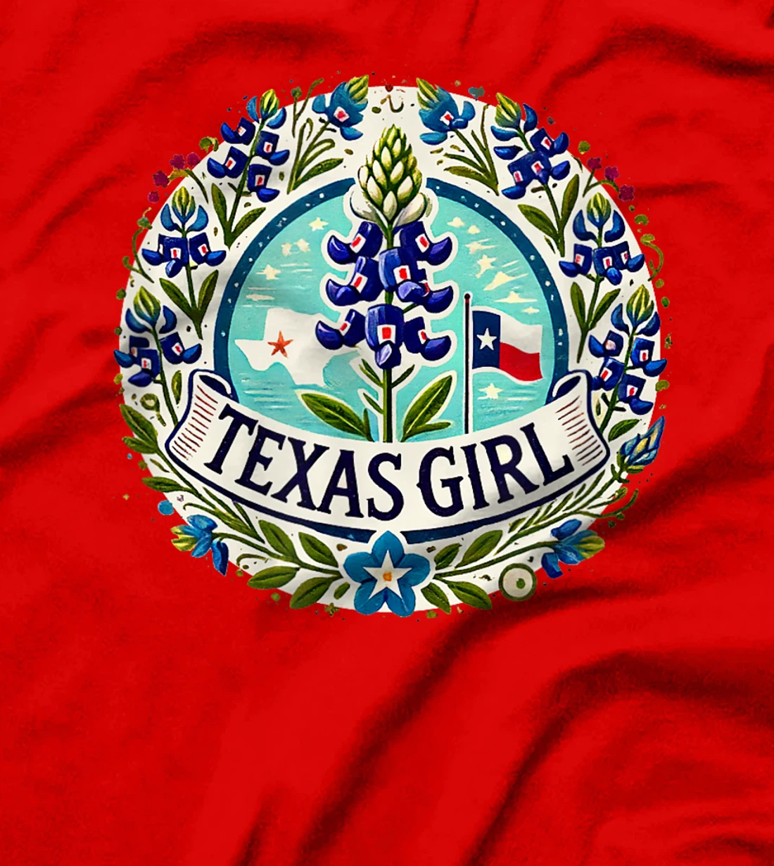 Texas Girl Bluebonnets illustration T-Shirt