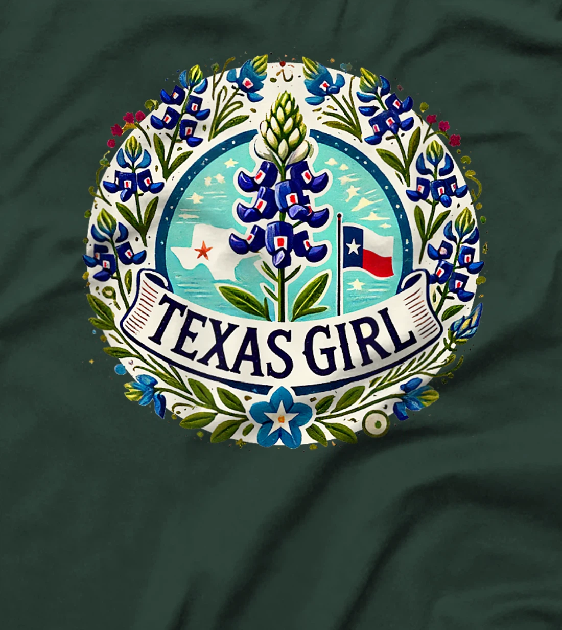Texas Girl Bluebonnets illustration T-Shirt