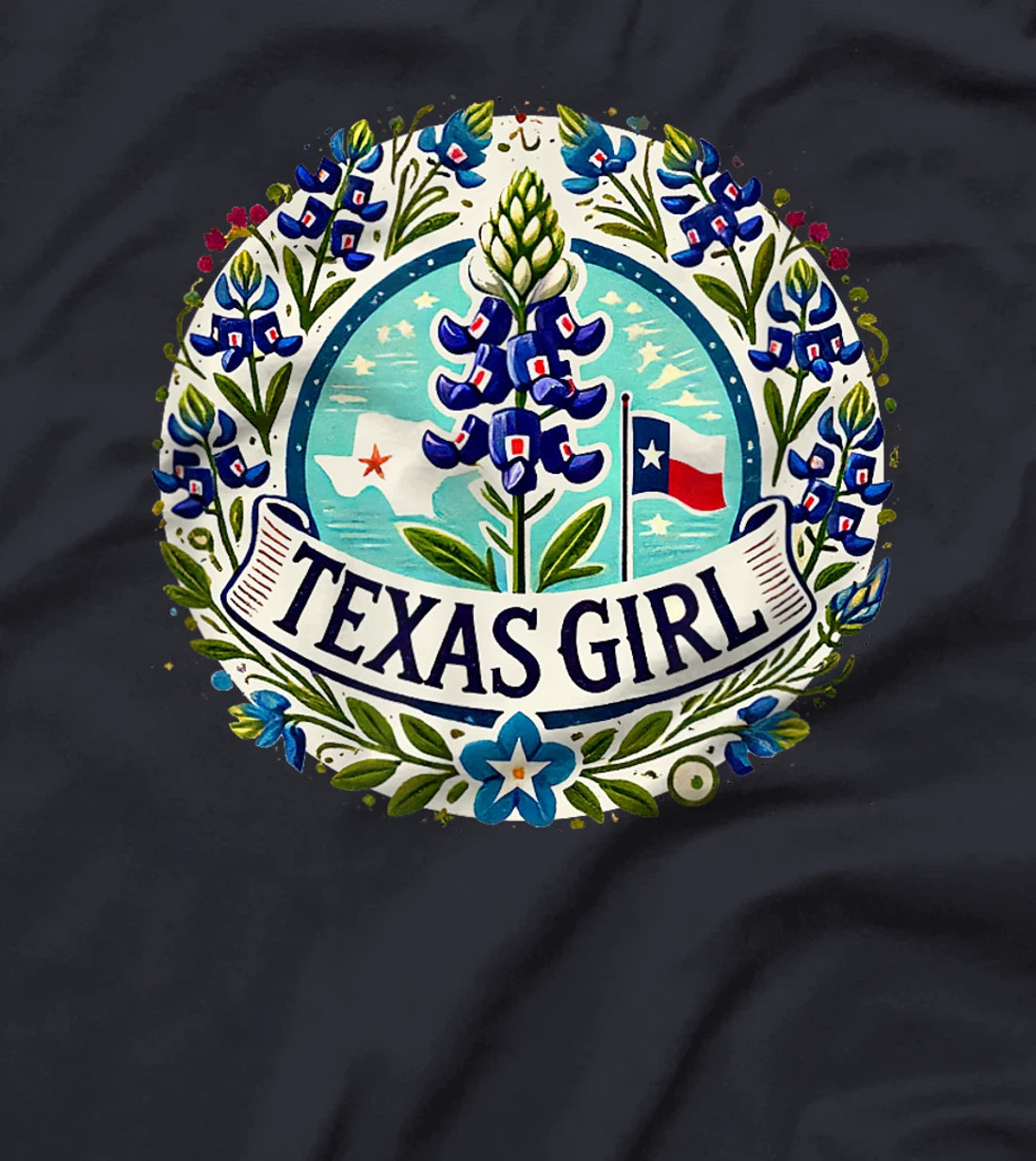 Texas Girl Bluebonnets illustration T-Shirt