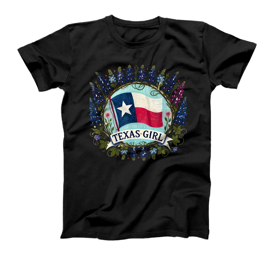 Texas Girl Bluebonnets illustration T-Shirt