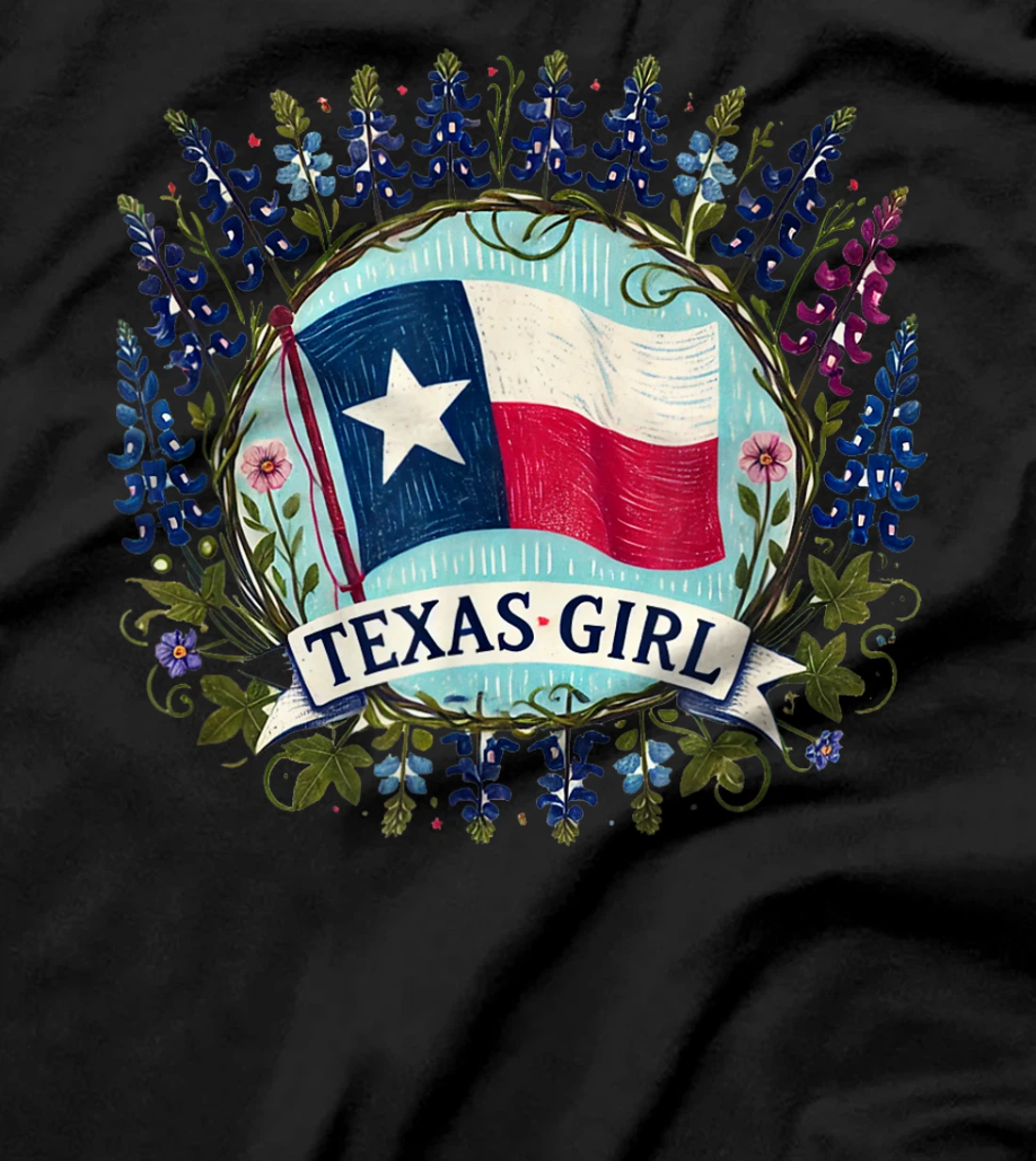 Texas Girl Bluebonnets illustration T-Shirt