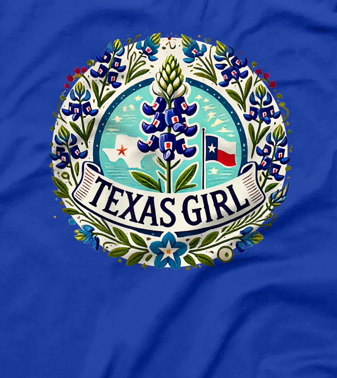 Texas Girl Bluebonnets illustration T-Shirt