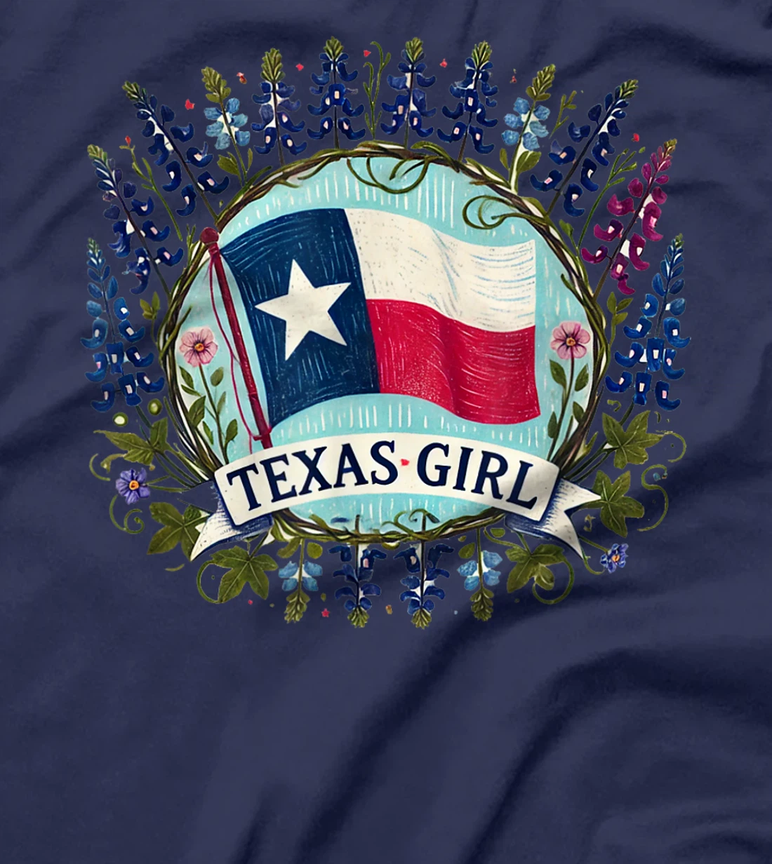 Texas Girl Bluebonnets illustration T-Shirt