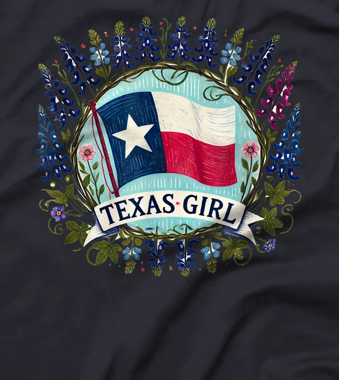 Texas Girl Bluebonnets illustration T-Shirt