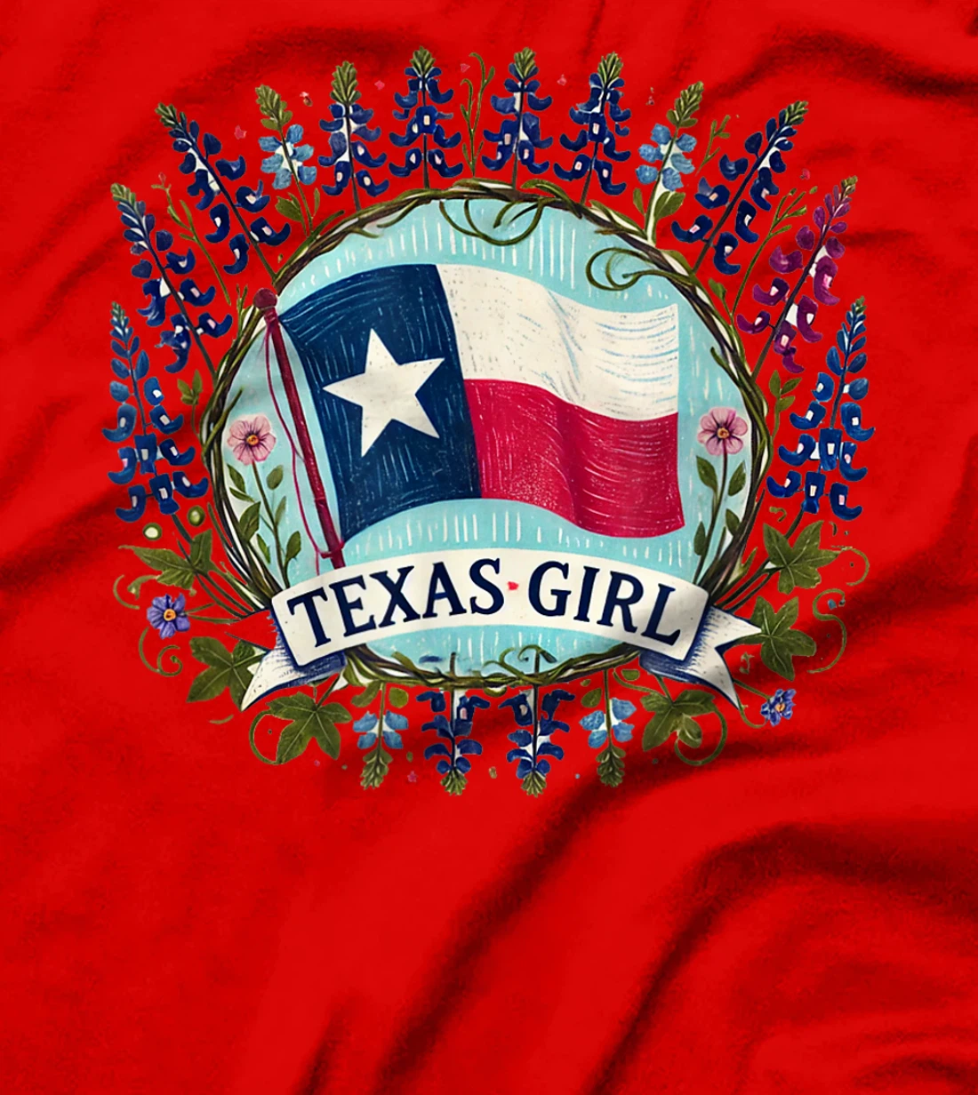 Texas Girl Bluebonnets illustration T-Shirt