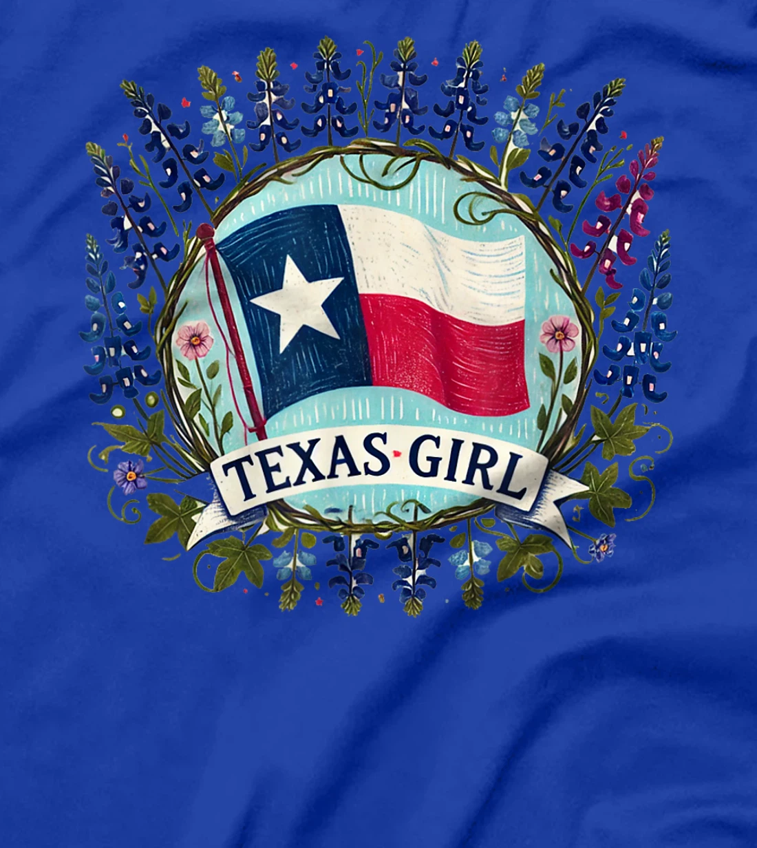 Texas Girl Bluebonnets illustration T-Shirt