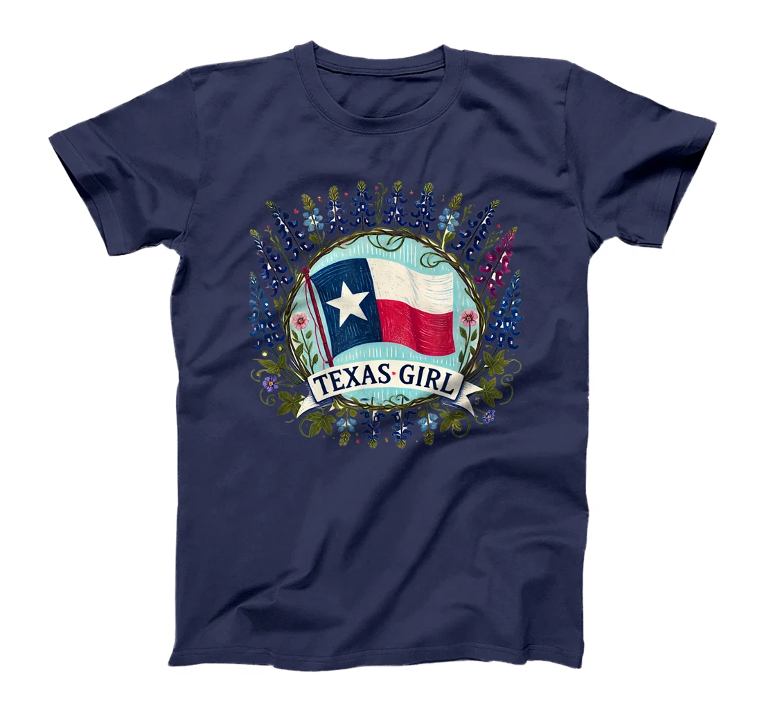 Texas Girl Bluebonnets illustration T-Shirt