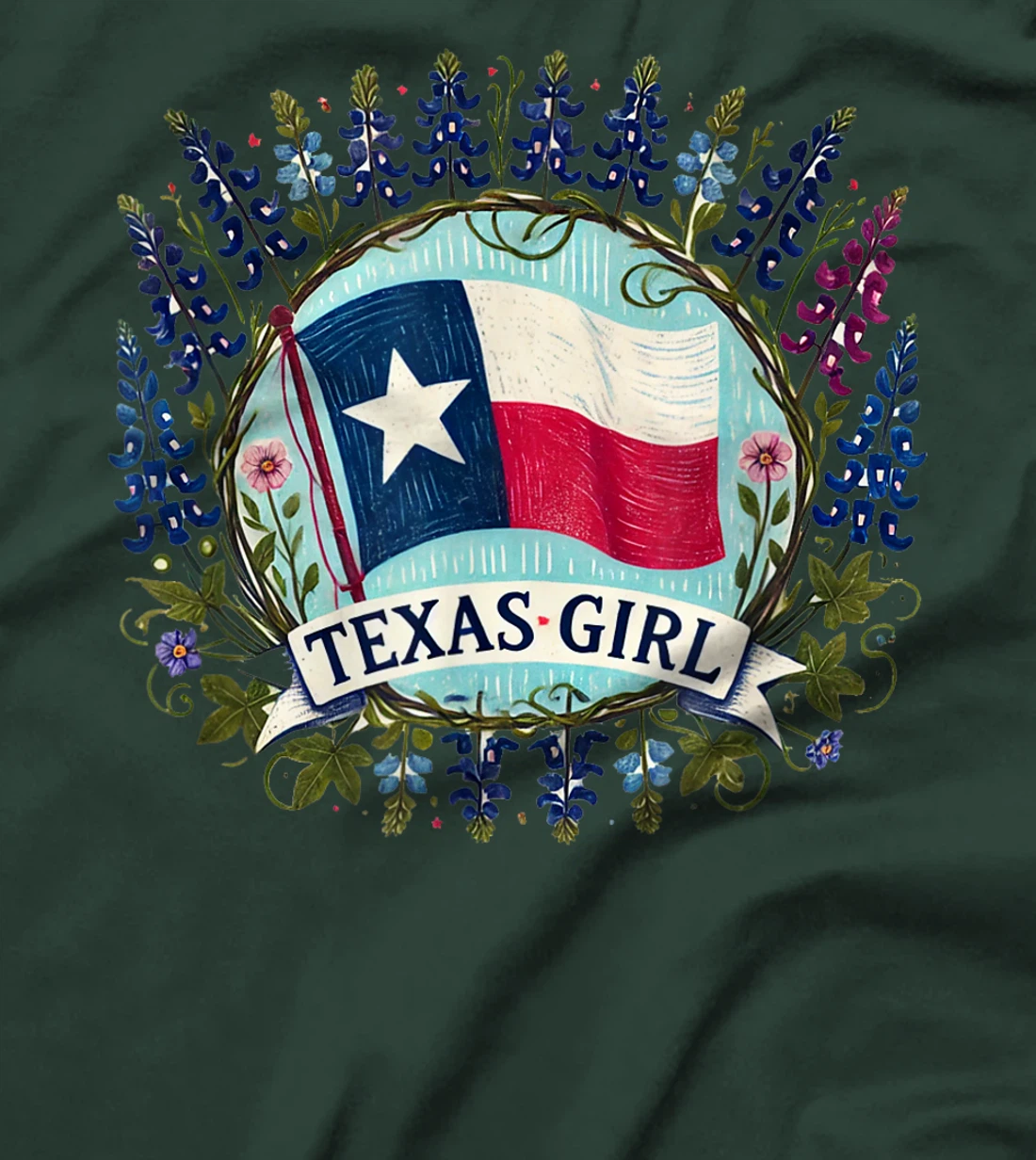 Texas Girl Bluebonnets illustration T-Shirt