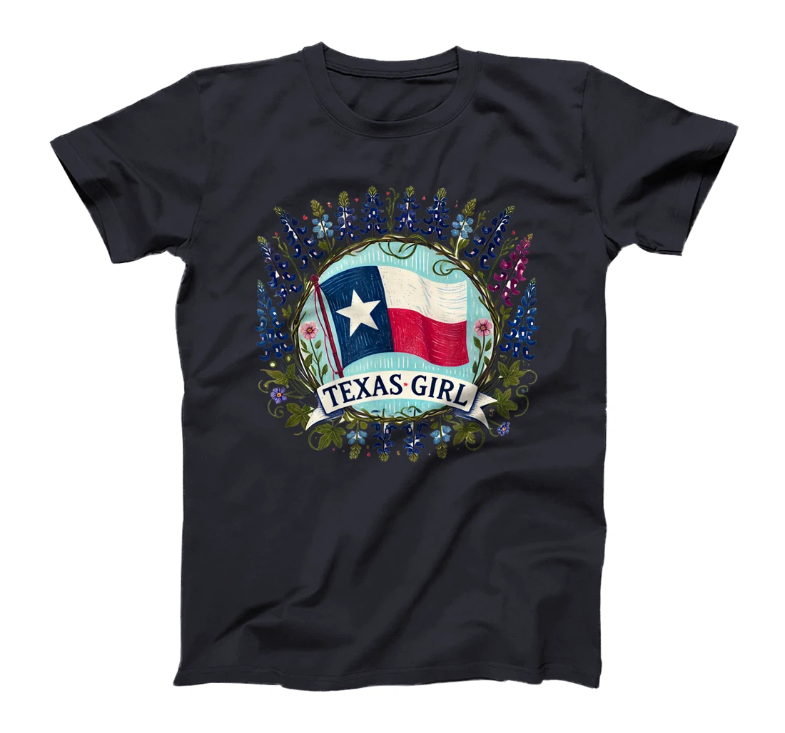 Texas Girl Bluebonnets illustration T-Shirt