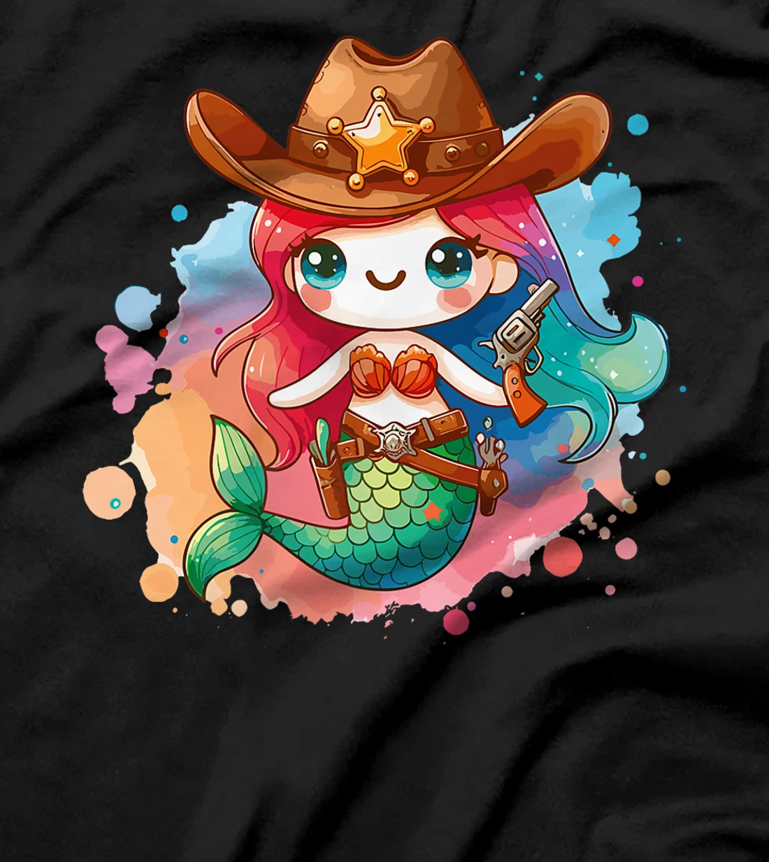 Western Rodeo Cowboy Hat Mermaid Texas Animals Premium T-Shirt